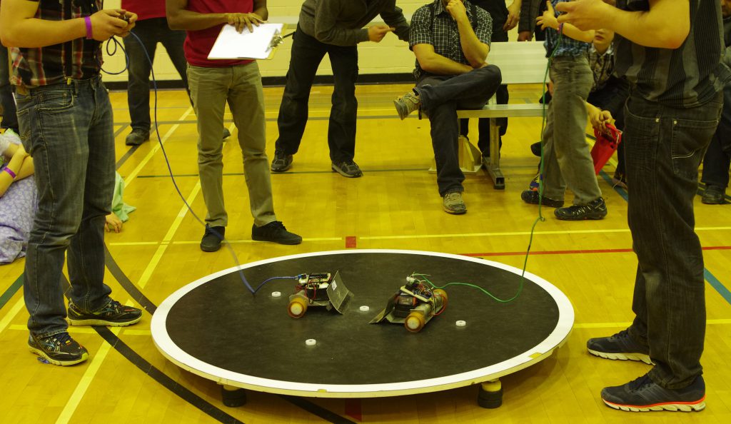 Two large Prairie Sumo bots square off