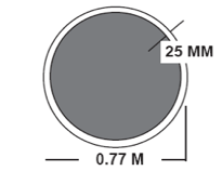 Mini Sumo Tethered ring, which is .77m with a 25mm white outline.